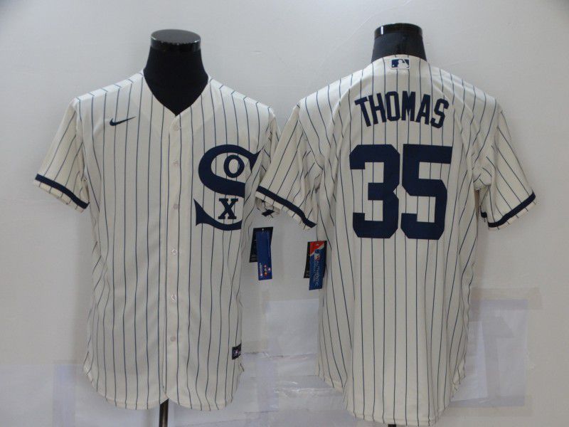 Men Chicago White Sox #35 Thomas Cream stripe Dream version Elite Nike 2021 MLB Jersey->chicago white sox->MLB Jersey